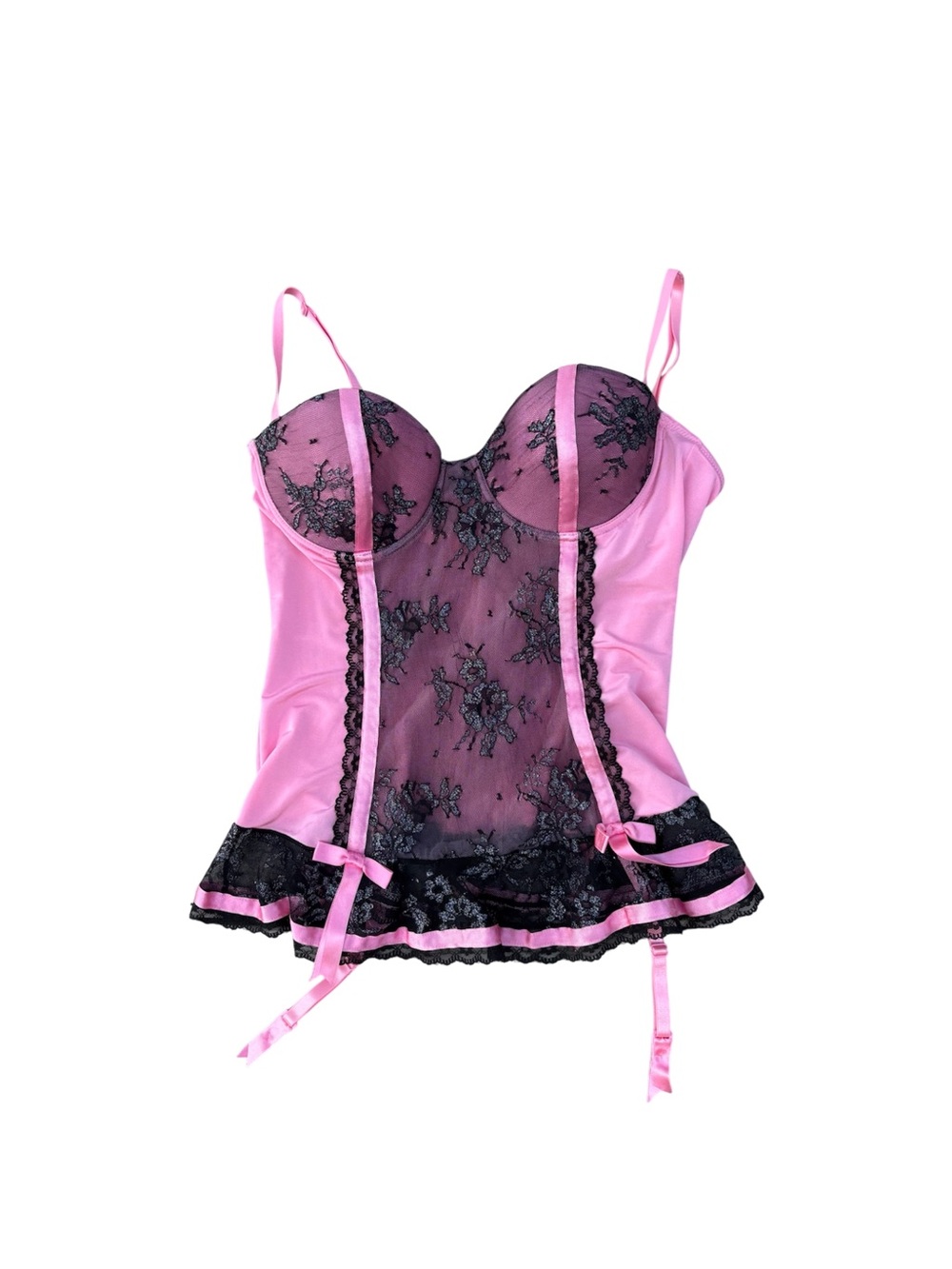Victoria's Secret Y2K Lace Bustier Corset Pink Black Coquette Goth